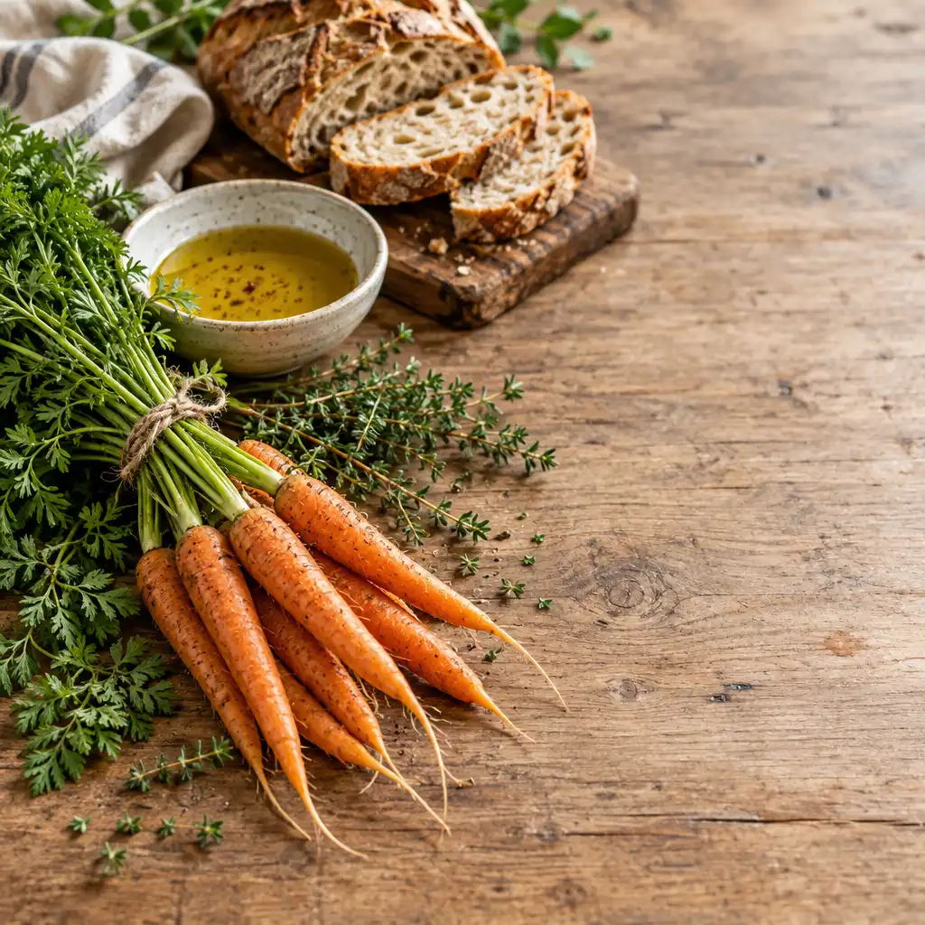 Świeże sezonowe składniki na drewnianym stole w kuchni Cookery House