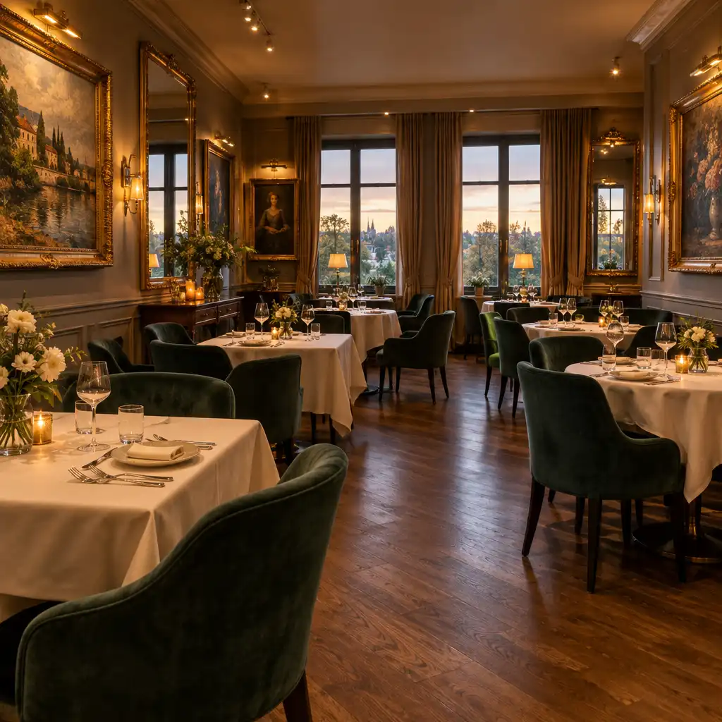 Elegancka sala restauracyjna z nakrytymi stołami